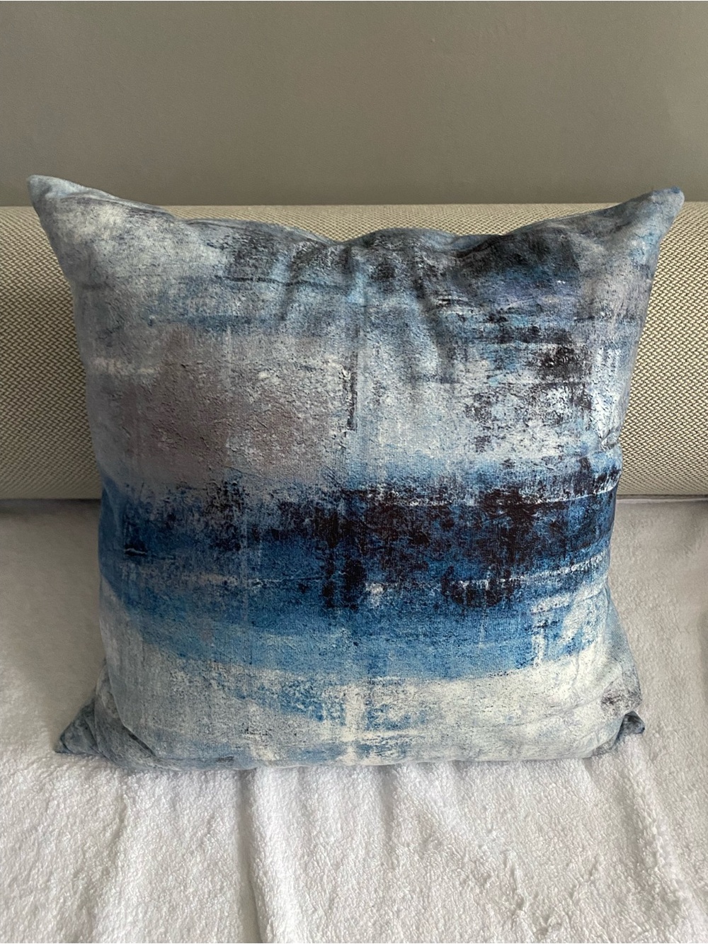 2 Abstract Blue Velvet Accent Pillows - only covers & no inserts